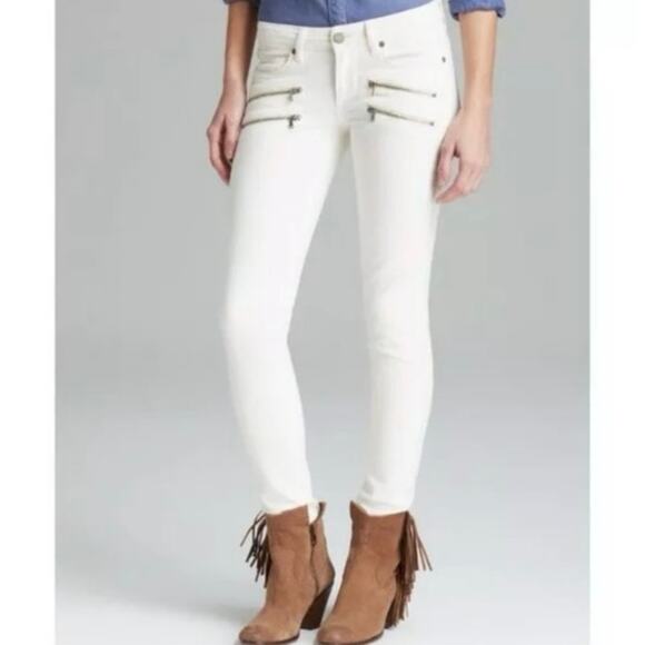 Paige Edgemont Skinny Jeans Zipper Detail White Women’s Size 27 - Picture 1 of 11